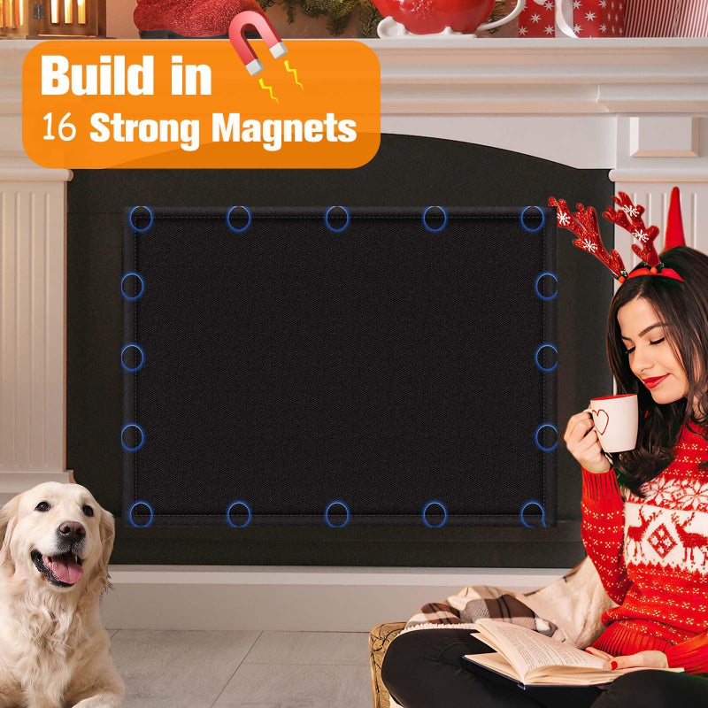 Cadara Fireplace Blocker Blanket Stops Heat Loss  Magnetic Fireplace Draft Stopper  Indoor Fireplace Draft Cover With Hook And Loop Tapes  Fireplace Cold Air Blocker Save Energy  Black 36"" W X 28"" H - Image 4