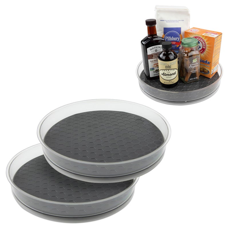 Spectrum Spectrum Lazy Susan Organizer Hexa Round Medium 2Pack  Lazy Susan Turntable for Cabinet Refrigerator Pantry Table  Shelf  Rotating  Spinning Pantry Organization  Storage for Fridge 