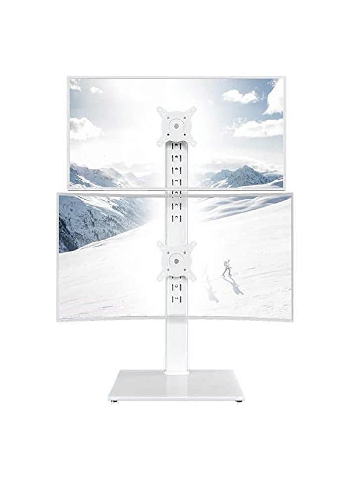 erorex Dual Monitor Stand - Vertical Stack Screen Free-Standing Monitor Riser Fits Two 13 to 34 Inch Screen with Swivel, Tilt, Height Adjustable, Holds One (1) Screen up to 20kg white - Image 1