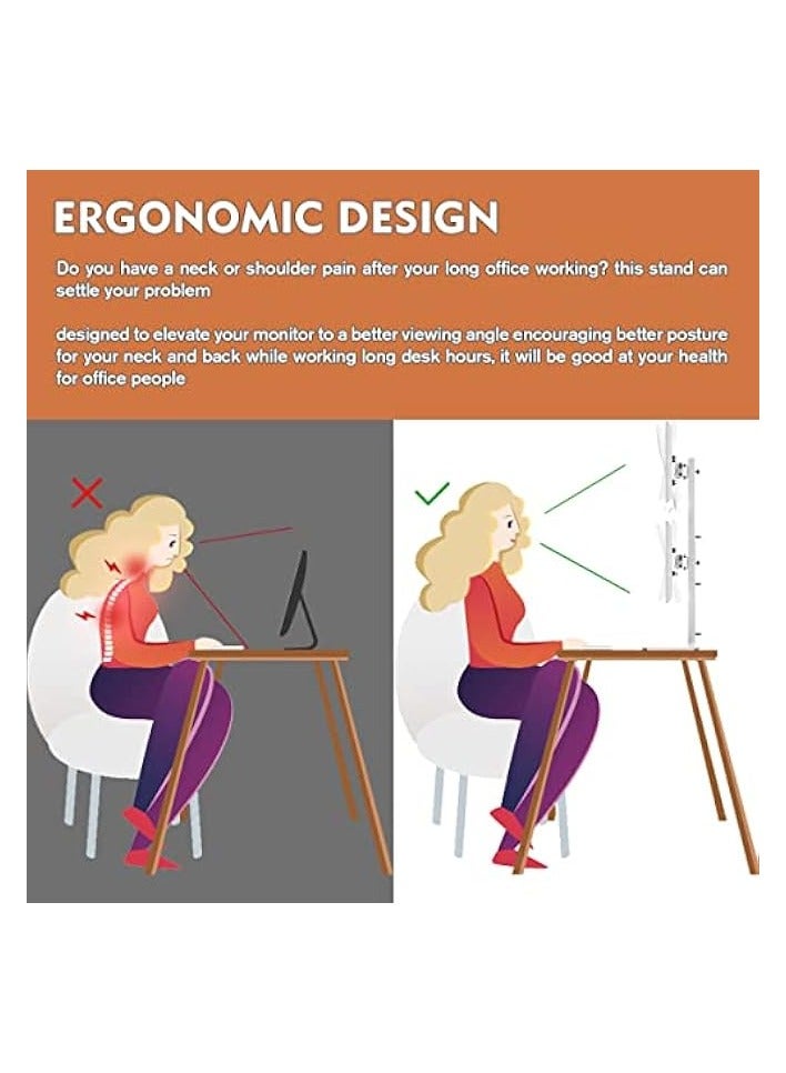 erorex Dual Monitor Stand - Vertical Stack Screen Free-Standing Monitor Riser Fits Two 13 to 34 Inch Screen with Swivel, Tilt, Height Adjustable, Holds One (1) Screen up to 20kg white - Image 4
