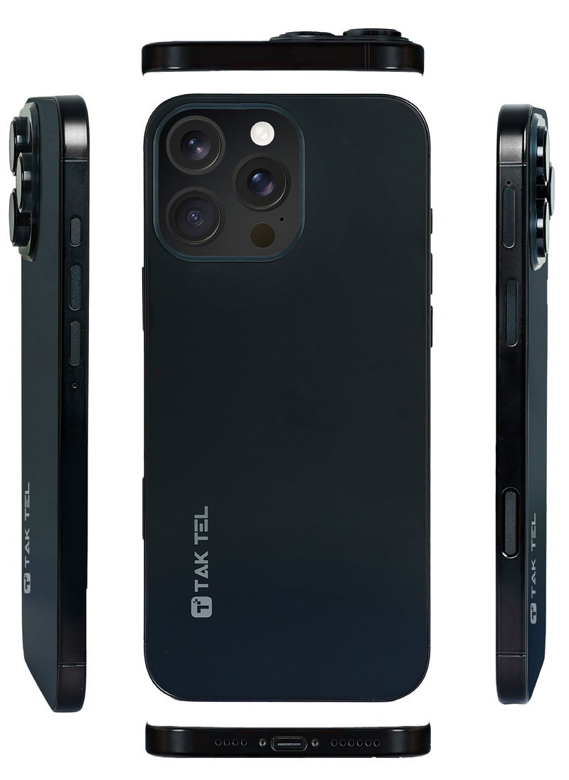 تا كتيل هاتف ذكي T16 Pro MAX يعمل بنظام Android، ذاكرة وصول عشوائي سعتها 12 جيجابايت وسعة تخزين 128 جيجابايت، وكاميرا مزدوجة بدقة 16 ميجابكسل وشاشة فائقة الوضوح FHD+ (أسود)  - Image 2