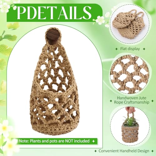 Teecyhooo 6 Pk Wall Planters for Indoor Macrame Plant Hanger Boho Wall Mounted Flower Baskets Hanging Planter Plants and Pots are Not IncludedLinen Color4 x 8 Inch - Image 3