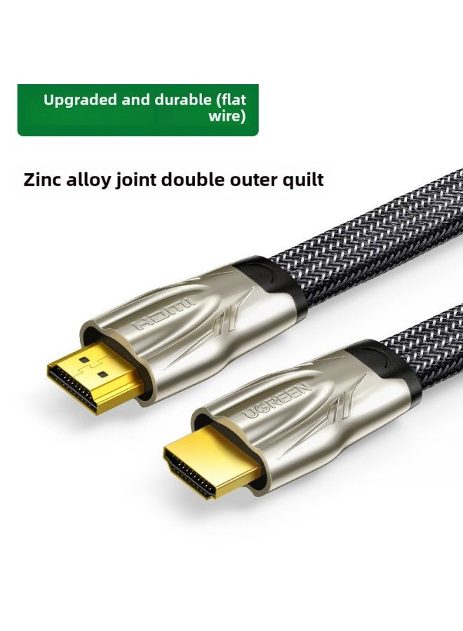Green Hdmi Line 4k HD Connection Line 2.0 Data Line 60 Hz30 Hz Video Transmission Alloy Head Woven Mesh-Color:Upgraded Durable Flat Hdmi Hd Cable-Line Length:1.5m - Image 1