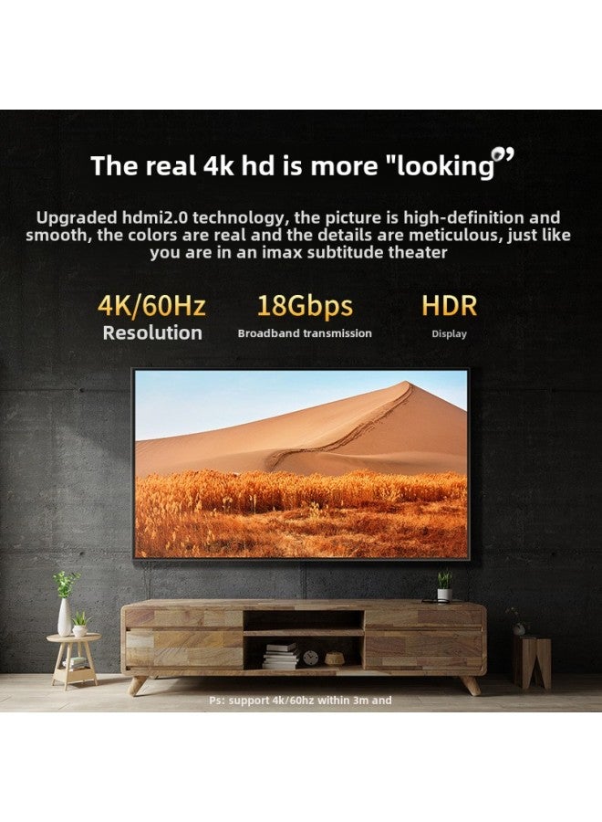 Green Hdmi Line 4k HD Connection Line 2.0 Data Line 60 Hz30 Hz Video Transmission Alloy Head Woven Mesh-Color:Upgraded Durable Flat Hdmi Hd Cable-Line Length:1.5m - Image 3