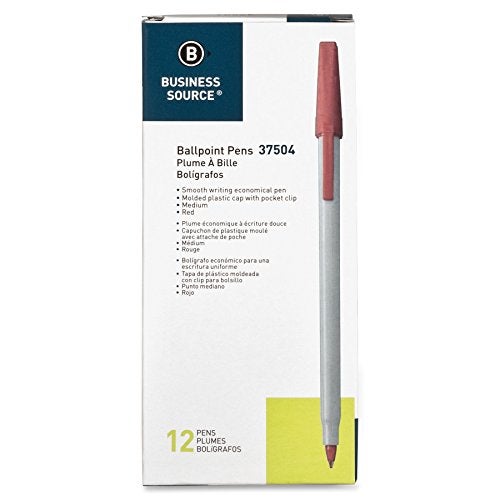 Business Source Writing Correction Ballpoint Pen, Red (37504) 12 Count (Pack of 1) - Image 2