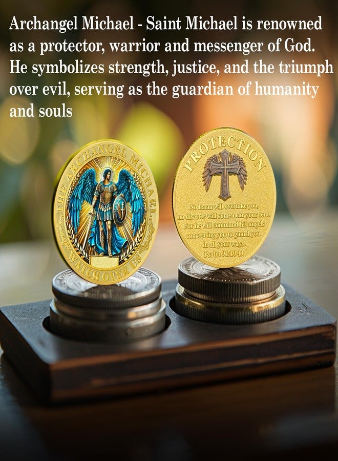 ASmileIndeep Archangel Michael Challenge Coin - St Michael Coins Saint Michael Police Officers Prayer Coin Thin Blue Line Law Enforcement Protection Token Guardian Collectible Gift（A） - Image 4