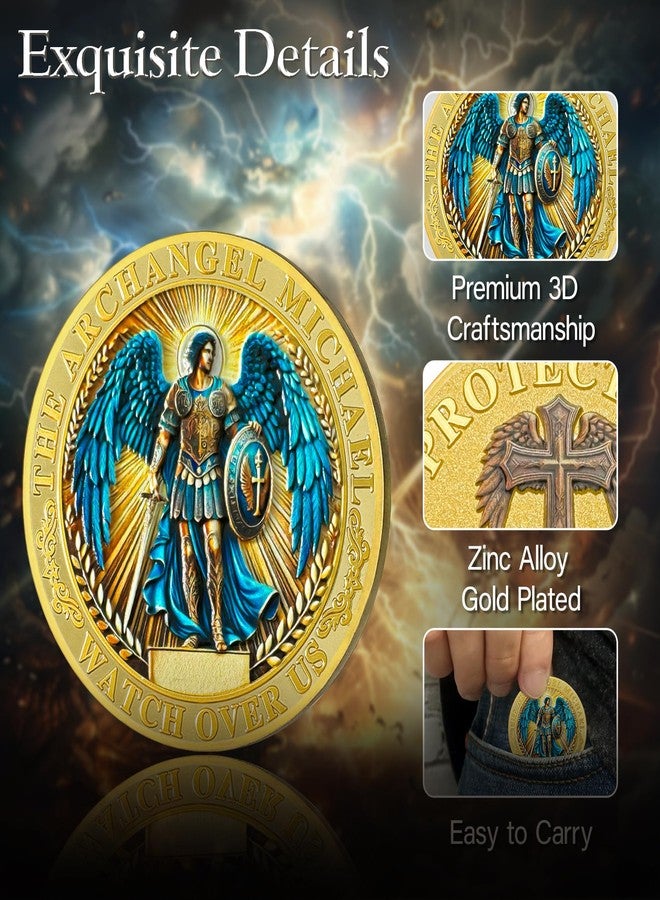 ASmileIndeep Archangel Michael Challenge Coin - St Michael Coins Saint Michael Police Officers Prayer Coin Thin Blue Line Law Enforcement Protection Token Guardian Collectible Gift（A） - Image 3