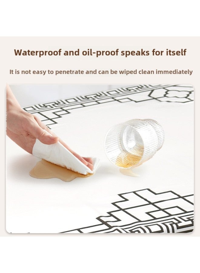 مفرش طاولة من القماش الحجري للاستعمال مرة واحدة، مفرش طاولة فندق ومطعم مقاوم للماء ومقاوم للزيوت، مفرش طاولة مستطيل سميك - اللون: أبيض وأسود منقوش - المواصفات: 1.4 × 1.4 متر (10 قطع) - Image 3