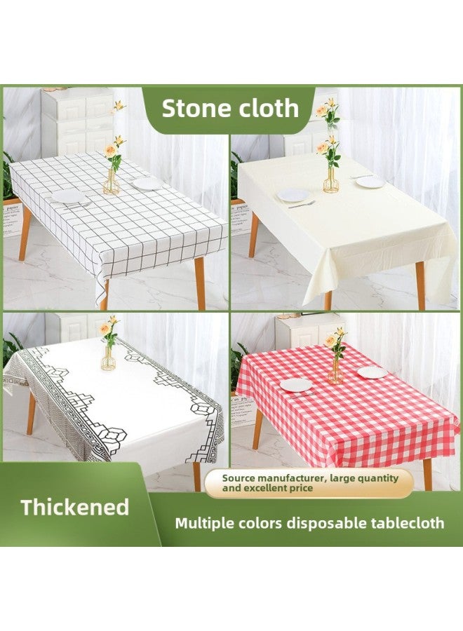 مفرش طاولة من القماش الحجري للاستعمال مرة واحدة، مفرش طاولة فندق ومطعم مقاوم للماء ومقاوم للزيوت، مفرش طاولة مستطيل سميك - اللون: أبيض وأسود منقوش - المواصفات: 1.4 × 1.4 متر (10 قطع) - Image 2