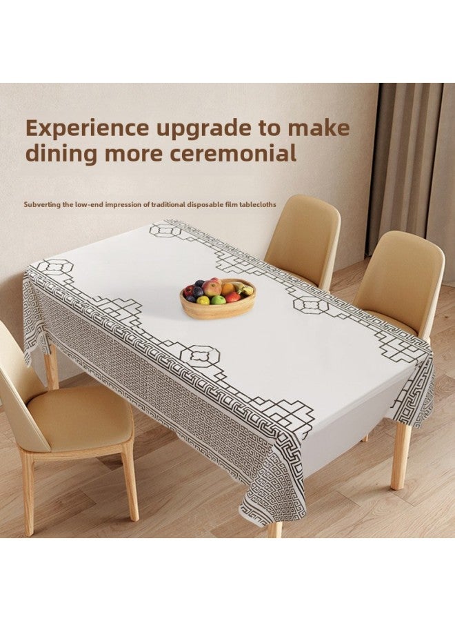 مفرش طاولة من القماش الحجري للاستعمال مرة واحدة، مفرش طاولة فندق ومطعم مقاوم للماء ومقاوم للزيوت، مفرش طاولة مستطيل سميك - اللون: أبيض وأسود منقوش - المواصفات: 1.4 × 1.4 متر (10 قطع) - Image 5