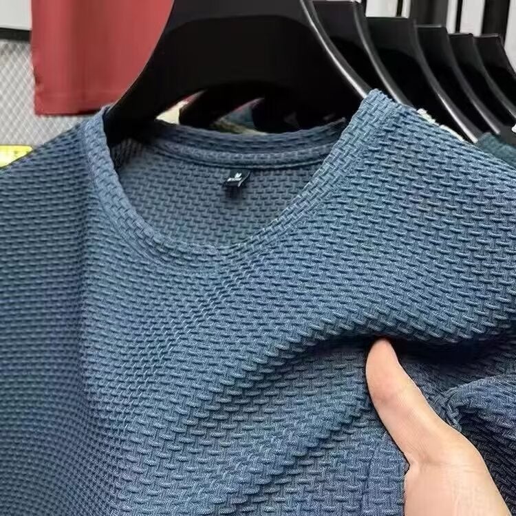 Bamboo Mesh Ice Silk T-Shirt Men'S Sweat-Absorbent Thin Half-Sleeve - Image 5