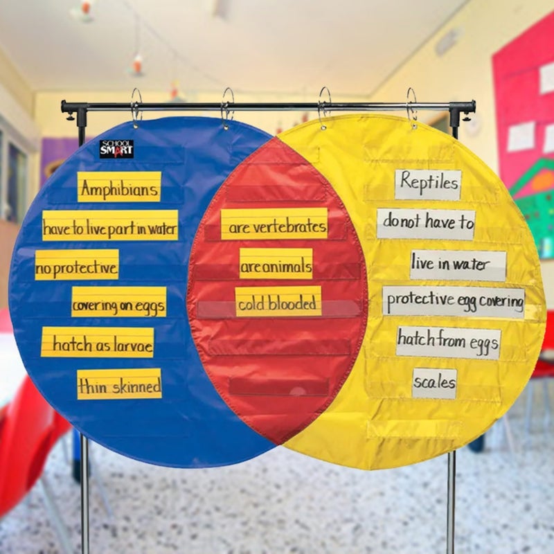 School Smart Venn Diagram Pocket Chart with 3 Circles, 23 Pockets, 35-1/2 x 54 Inches - Image 2