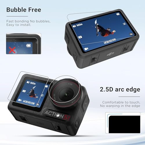 ADOFYS Action Camera Accessories for DJI Osmo Action 5 Pro with Waterproof Case + Ultra Clear Tempered Glass Screen Protector + Lens Protector + HD Front Display Lens Protector + Silicone Rubber Case - Image 3