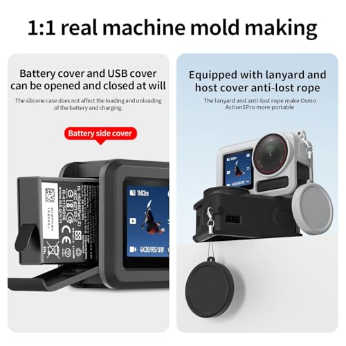 ADOFYS Action Camera Accessories for DJI Osmo Action 5 Pro with Waterproof Case + Ultra Clear Tempered Glass Screen Protector + Lens Protector + HD Front Display Lens Protector + Silicone Rubber Case - Image 4