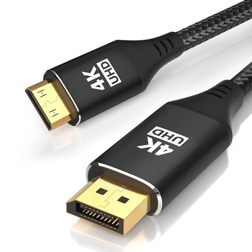 KELink 4K DisplayPort to Mini HDMI Cable 3FT, DP to Mini HDMI Male Video UHD 1440P/2K@120Hz,4K@30 Nylon DP to Mini HDMI Uni-Directional Cord for Dell, Desktop, AMD, NVIDIA, Lenovo, HP, ThinkPad - Image 1