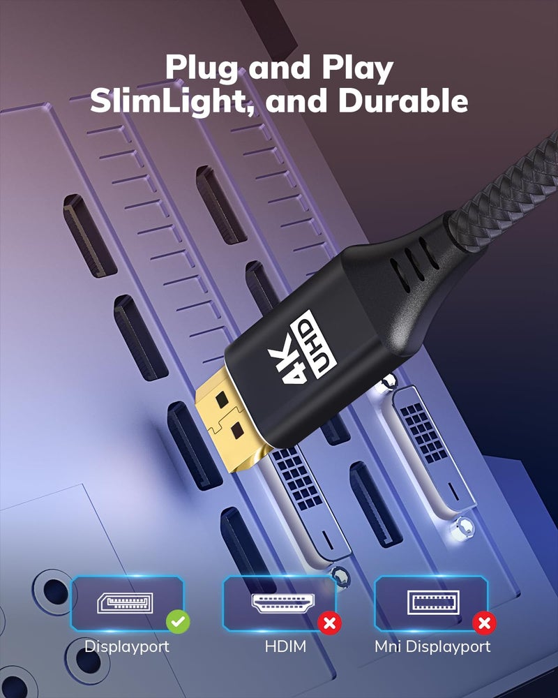 KELink 4K DisplayPort to Mini HDMI Cable 3FT, DP to Mini HDMI Male Video UHD 1440P/2K@120Hz,4K@30 Nylon DP to Mini HDMI Uni-Directional Cord for Dell, Desktop, AMD, NVIDIA, Lenovo, HP, ThinkPad - Image 5