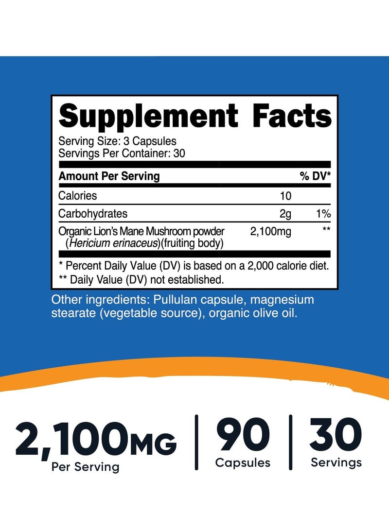 Nutricost فطر ذيل الأسد، 2100 ملغ - 90 كبسولة - Image 2