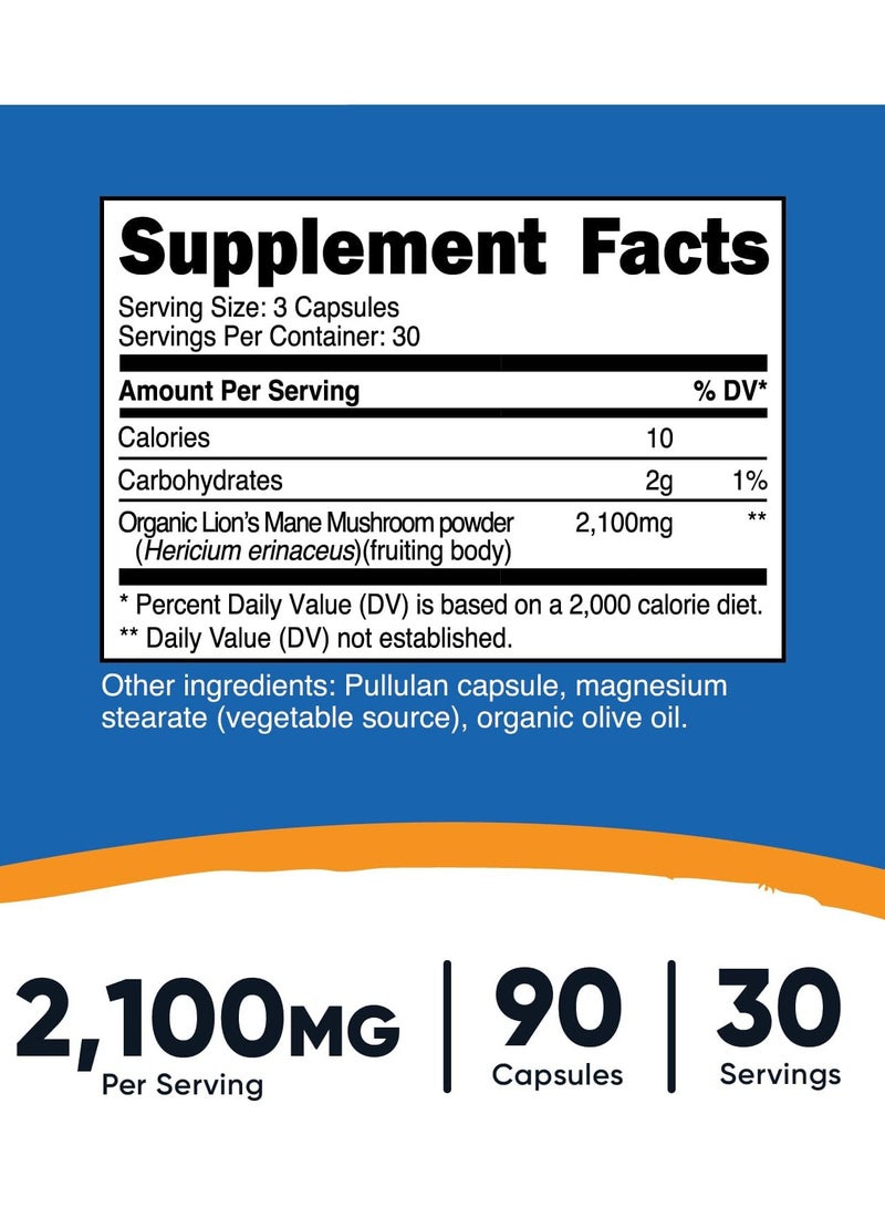 Nutricost فطر ذيل الأسد، 2100 ملغ - 90 كبسولة - Image 3