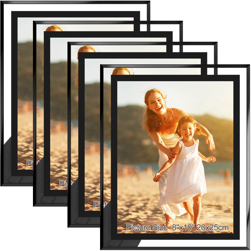 HIKWADERY 8x10 Picture Frames Black - Set of 4  HD Real Glass 8 by 10 Photo Frame Great Gift  for Tabletop or Wall Display (8 x 10  Black) - Image 1