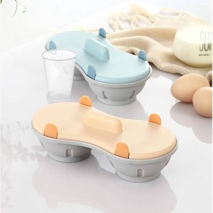 jaffiust The White Shop Egg Poacher Microwavable With Measure Cup Dishwashable Egg Maker Poached Kitchen Gadget Orange - Image 5