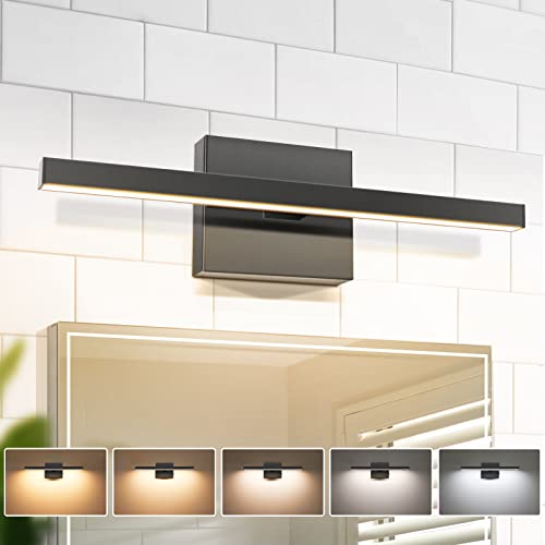 VOLISUN Modern Bathroom Vanity Light 15.7 inch, 12W Dimmable 5CCT Led Bathroom Light Fixture Over Mirror, Black Bar Vanity Light for Bathroom Mirror Cabinets Bedroom-ETL Certificated - Image 1