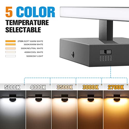 VOLISUN Modern Bathroom Vanity Light 15.7 inch, 12W Dimmable 5CCT Led Bathroom Light Fixture Over Mirror, Black Bar Vanity Light for Bathroom Mirror Cabinets Bedroom-ETL Certificated - Image 2