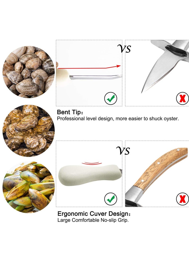نيبمينينت Oyster Shucking Knife, 8 Pack Knife Shucker Set Clam Seafood Opener Tools - Image 3