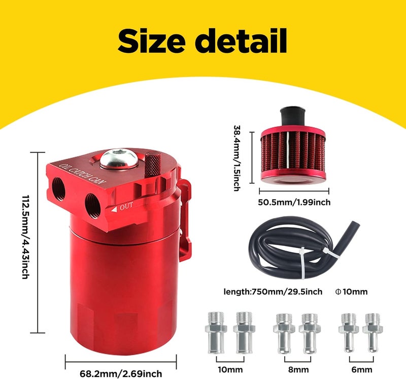 AOCISKA Aluminum Baffled Oil Catch Can Kit - Image 3