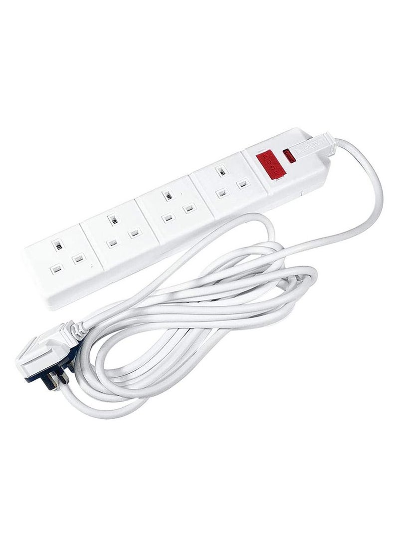 MASTERPLUG Four Socket Heavy Duty Extension Lead 2 Meter 4 Sockets 13A  - Image 1