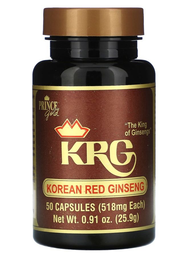 prince of peace - Prince Gold Korean Red Ginseng 518 mg 50 Capsules - Image 1