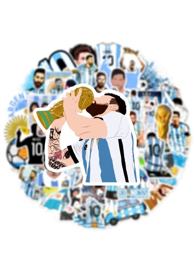 Generic - 50-Piece Messi Stickers, World Cup Football Sticker, Waterproof Stickers for Laptop,Skateboard, Water Bottles,Computer,Phone,Guitar, Stickers for Kids Teens Adult - Image 1