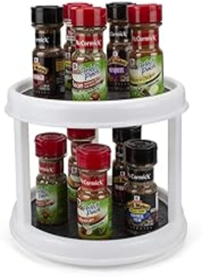 Wish WISH Lazy Susan Turntable Spice Organizer 2-Tier Non-Skid 10 Inch Spice Rack Cabinet Organizer 360° Rotation 