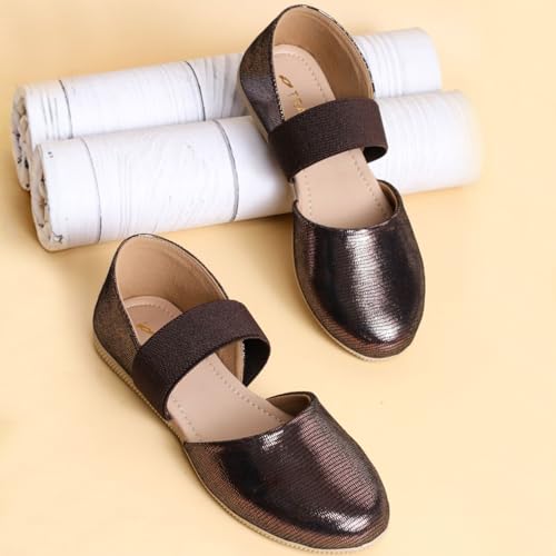 TRASE Women’s Shimmer Flat Bellies | Stylish Elastic Strap Slip-On Casual Shoes for Women | Comfortable & Lightweight Footwear for Woman (Dark Brown, 7 UK) - Image 5