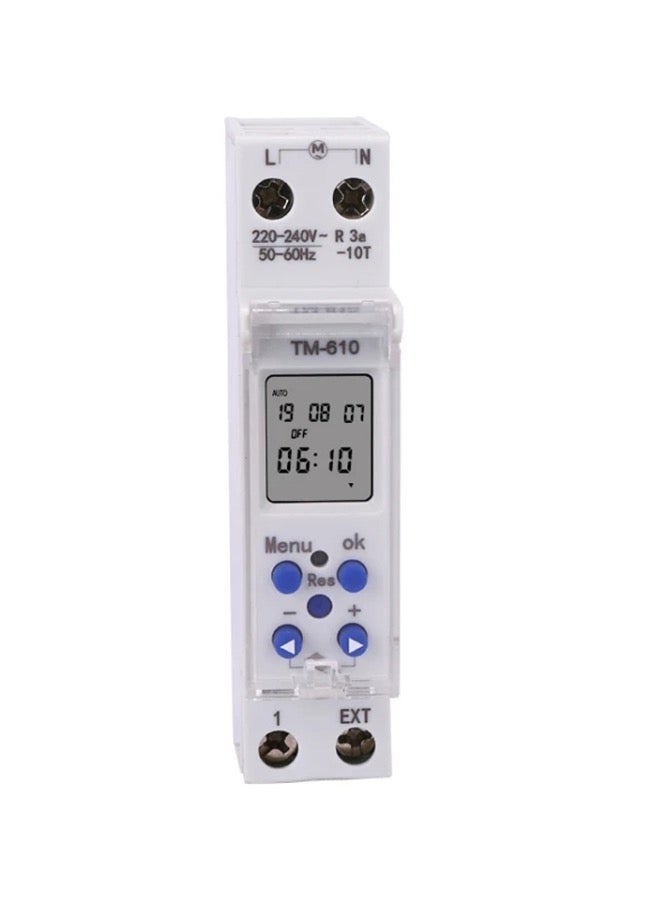 SINOTIMER TM610-2 220V 18mm Width Weekly Programmable Digital Timer Switch - Image 1