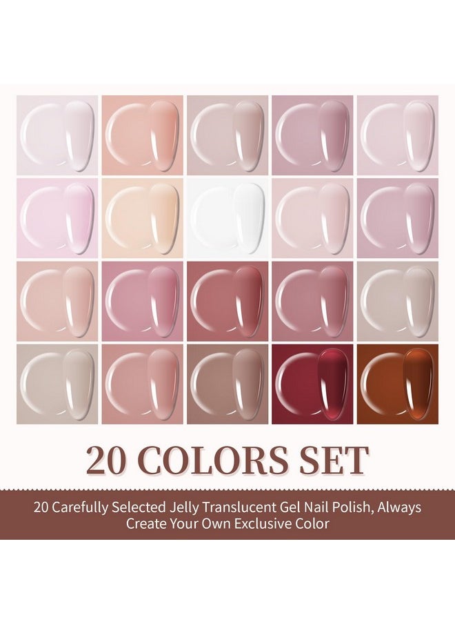 JODSONE - JODSONE 23PCS Gel Nail Polish Set 20 translucent Jelly Color Natural and Elegant Long Lasting Suitable for Home and Salon - Image 1
