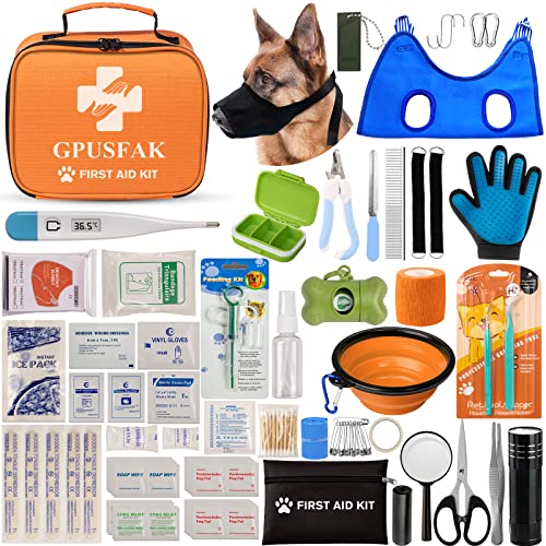 GPUSFAK Dog First Aid Kit - Pet First Aid Kit for Dogs Pet Emergency Kit with Grooming Hammock Harness Nail Clipper First Aid Supplies for Home Camping - Image 1