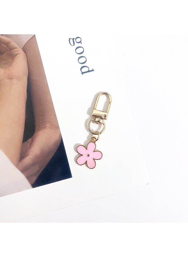 Generic Lovely Sakura Flower Keychain Charm Enamel Pink White Black Women Bag Charms Key Ring Accessories-Color:02  - Image 1