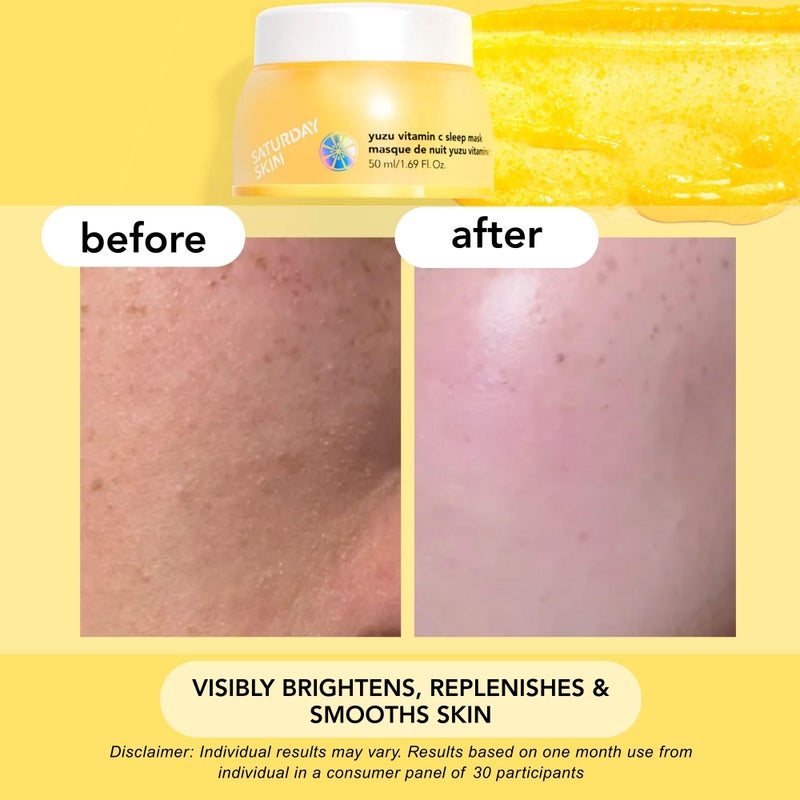 Saturday Skin Yuzu Vitamin C Overnight Sleep Mask Regenerist Retinol Ultra Rich Face Moisturizer Cream Smooth Skin and Reduce Wrinkles Ideal for All Skin Types - Image 5