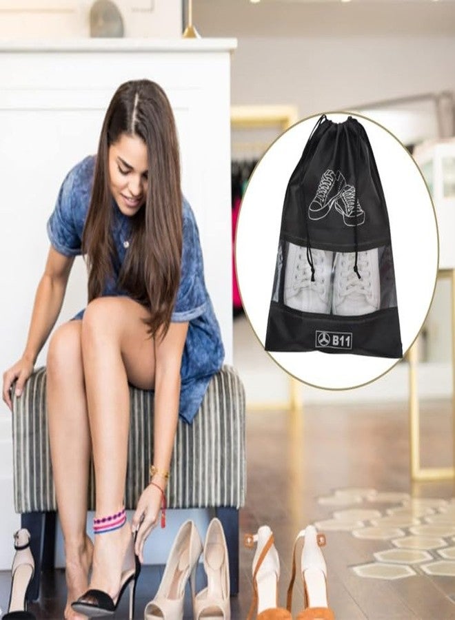 B11 Pack of 10 Shoe Bags with Clear Window Unisex Shoe Pouch Protect from Dust & Water - Ideal for Formal, Sneakers, Sports or Casual Shoes or Boot - Image 2