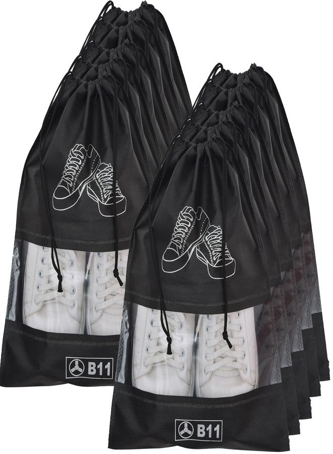 B11 Pack of 10 Shoe Bags with Clear Window Unisex Shoe Pouch Protect from Dust & Water - Ideal for Formal, Sneakers, Sports or Casual Shoes or Boot - Image 1
