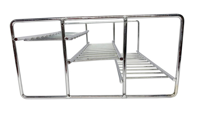 JUGTE 3-Tier Step Standing Rack Stainless Steel Kitchen Cabinets Storage Racks Step for Kitchen Storage Countertop Display Shelf Organizer Condiment Shelf Rack (Small 28 x 24 x 12 cm) - Image 2