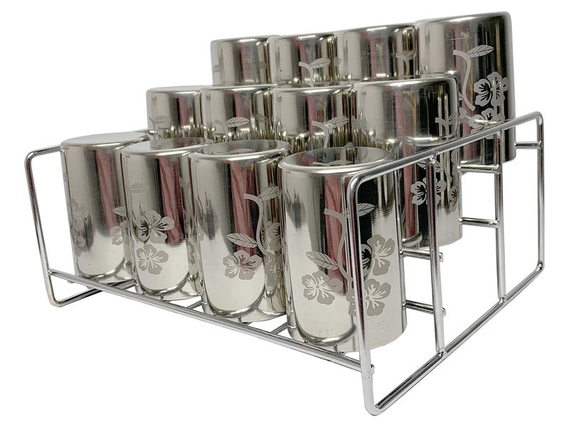 JUGTE 3-Tier Step Standing Rack Stainless Steel Kitchen Cabinets Storage Racks Step for Kitchen Storage Countertop Display Shelf Organizer Condiment Shelf Rack (Small 28 x 24 x 12 cm) - Image 1