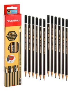 NATARAJ 12-Piece Gold HB Graphite Pencils With Rubber Tips  - Image 2