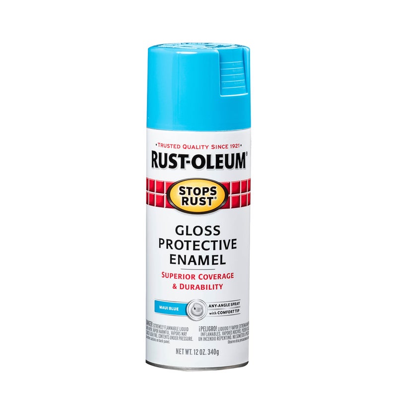 Rust-Oleum 269292 Stops Rust Spray Paint, 12 oz, Gloss Maui Blue - Image 1