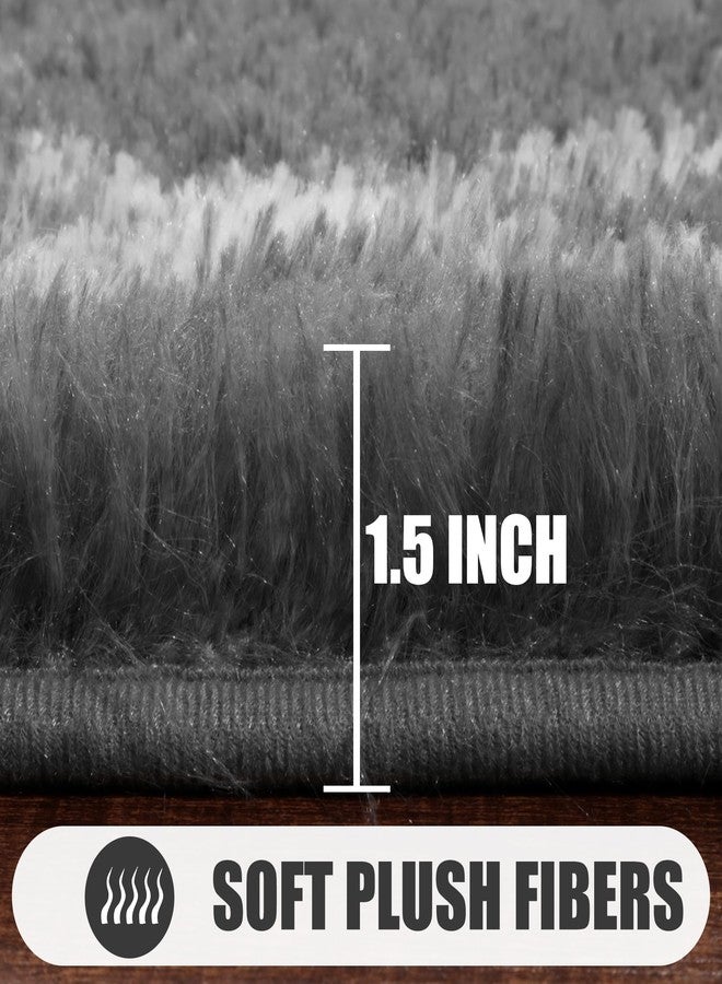 ONASAR Area Rugs for Bedroom Living Room, 4x6 Fluffy Grey and White Floor Rug, Shaggy Geometric Soft Plush Fuzzy Carpet for Nursery Teen Playroom Dorm Office Home Decor Aesthetic - Image 5