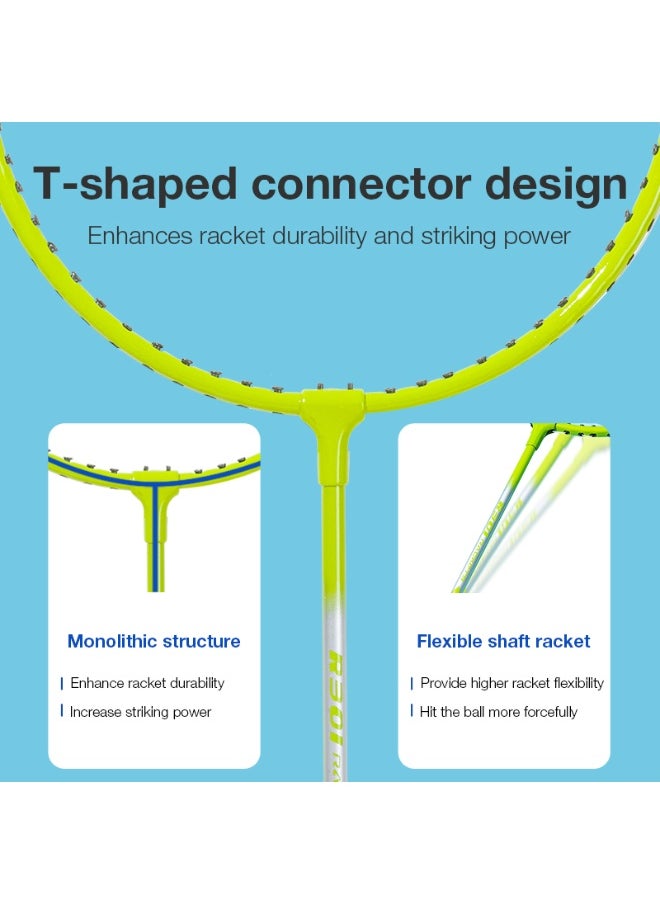 Deli - Agnite Er301 Badminton Racket Set – 2 Lightweight Carbon Rackets, G5 Comfortable Grip, Reinforced T-Joint, Stable Stringing, Includes 2 Shuttlecocks & Carry Bag. - Image 1