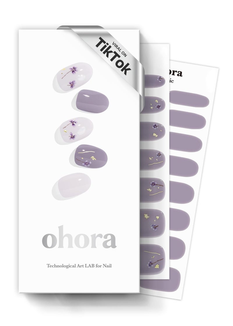 ohora Semi Cured Gel Nail Strips N Dancing Flower  White Works with Any UVLED Lamps SalonQuality Long Lasting Easy to Apply  Remove  Includes 2 Prep Pads Nail File  Wooden Stick