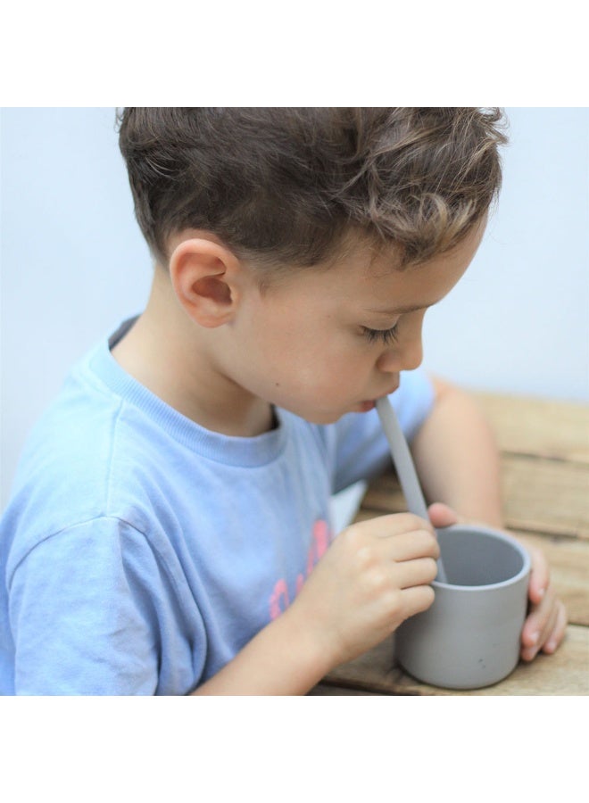 Minikoioi 3 Pieces Flexi Straws And Brush Powder Grey - Image 2