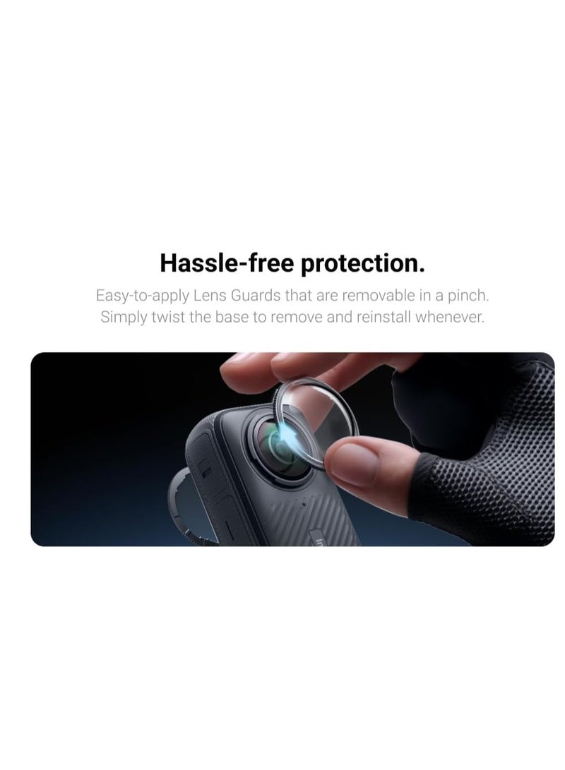 KASTWAVE 2 Pcs Lens Guard Protective Cover, Insta360 X4 Lens Cap, Standard Removable Lens Guards, Sports Camera Rotating Optical Tempered Glass/PC Protective Mirror Lens, for Insta360 X4 Accessories  - Image 3