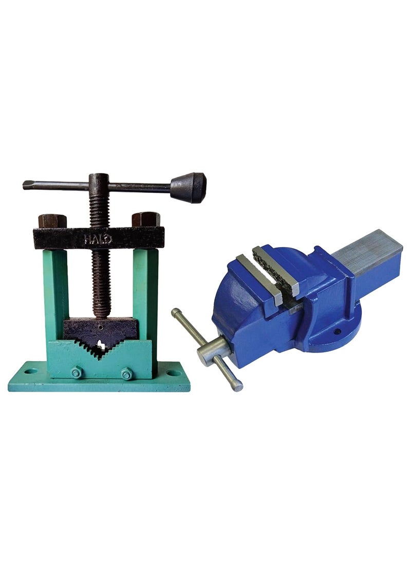 B.K.Jagan and Co B K JAGAN CO Pipe Vice Pillar Type 12 To 2 Inch HIRA TABLE VICEBENCH VICE SIZE IN NO3 PNo12794 COMBO  - Image 1